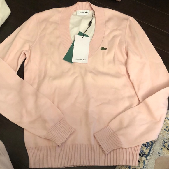 BNWT Lacoste Baby Pink V Neck Sweater - Picture 2 of 10